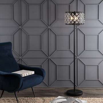 Elizabeth 60" Crystal/Metal LED Floor Lamp - JONATHAN Y
